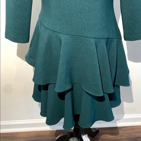 Eliza j forest Green asymmetrical ruffle dress - Picture 4 of 8